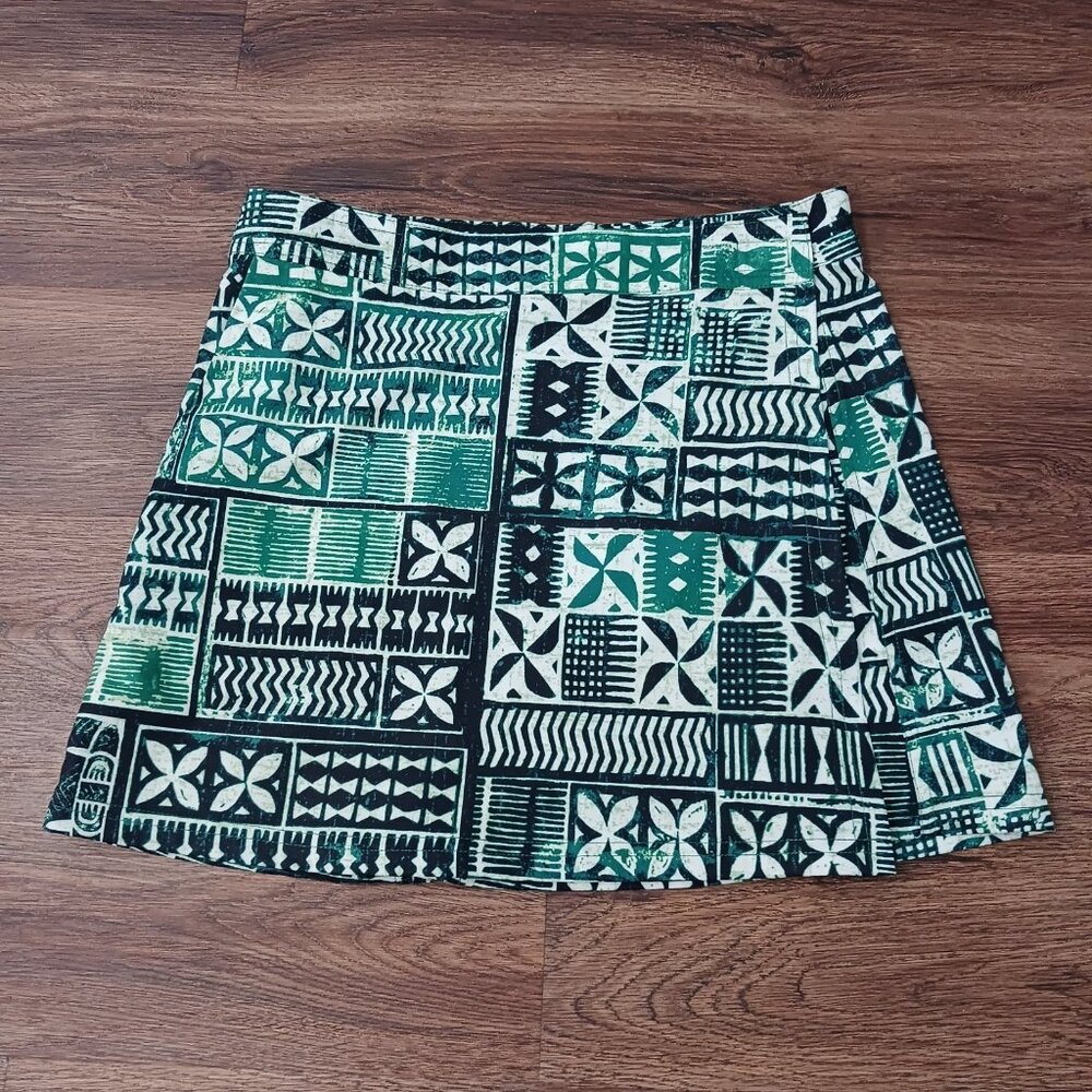 Rip Skirt Ripskirt Hawaii Small Emerald Green Tapa Wrap Skirt‎ Pockets